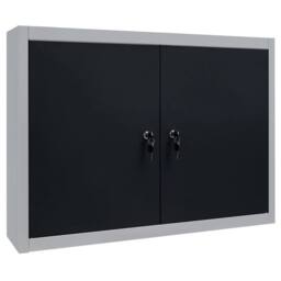 Berkfield Home Wall Mounted Tool Cabinet Industrial Style Metal Grey & Black - thumbnail 3