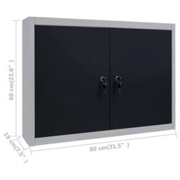 Berkfield Home Wall Mounted Tool Cabinet Industrial Style Metal Grey & Black - thumbnail 8