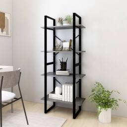 Berkfield Home Decorative 4-Tier Book Cabinet Grey 60x30x140 cm Solid Pine Wood - Size: 60 x 30 x 140 cm - thumbnail 1