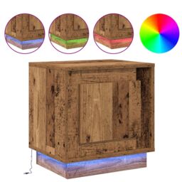 Berkfield Home Bedside Cabinets with LED Lights 2 pcs Old Wood 44x34, 5x45 cm in Brown - thumbnail 4