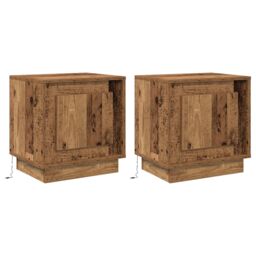 Berkfield Home Bedside Cabinets with LED Lights 2 pcs Old Wood 44x34, 5x45 cm in Brown - thumbnail 2