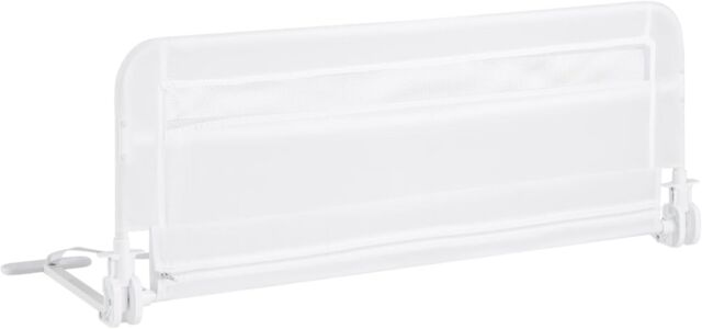 Gymax 100CM Baby Bed Rail Folding Down Bed Guard With Strap & Washable Cover in White - image 1