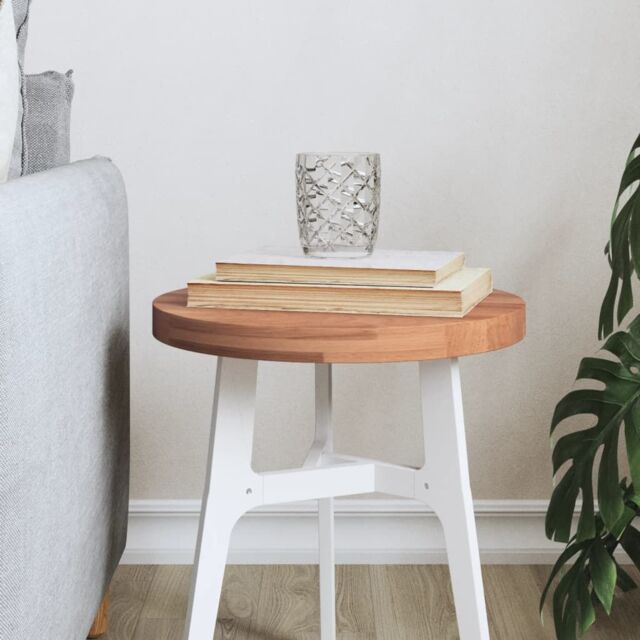 Berkfield Home Table Top Ø30x2.5 cm Round Solid Wood Beech in Brown - Size: 30x2.5 cm - image 1