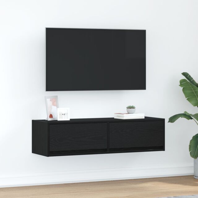 Berkfield Home TV Cabinet Black Oak 100x31x25, 5 cm Engineered Wood - image 1