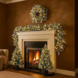 Marco Paul 4pc Luxury Frosted Pre-Lit Christmas Set in Green - Size: 4 Pack - thumbnail 4