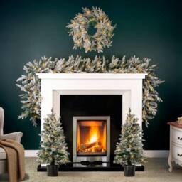 Marco Paul 4pc Luxury Frosted Pre-Lit Christmas Set in Green - Size: 4 Pack - thumbnail 8