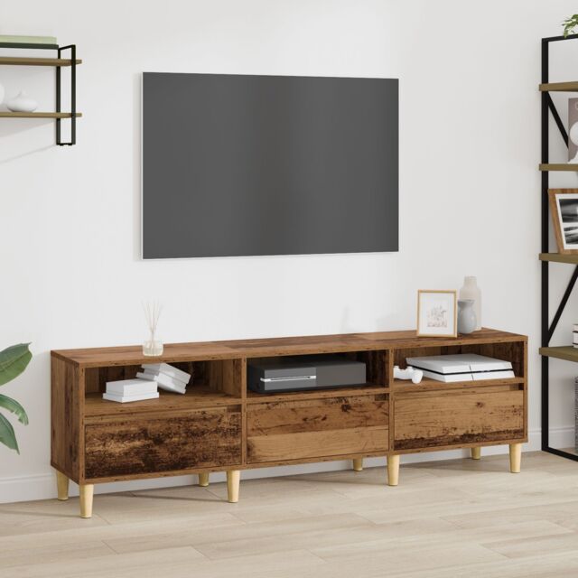 Berkfield Home TV Cabinet with Drawer Old wood Engineered wood - image 1