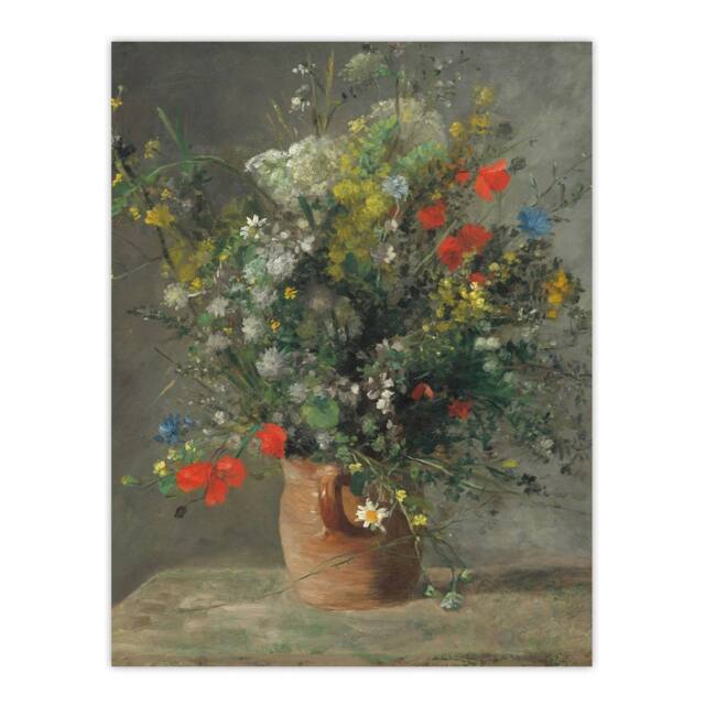 "Artery8 Wildflowers in a Vase Renoir Vintage Wall Art Print Poster in Grey - Size: W24"" x H32""" - image 1