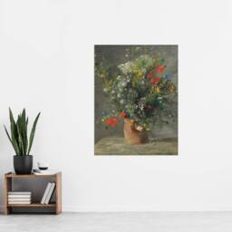 "Artery8 Wildflowers in a Vase Renoir Vintage Wall Art Print Poster in Grey - Size: W24"" x H32""" - thumbnail 4