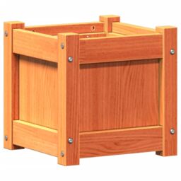 Berkfield Home Garden Planter Wax Brown 31x31x31 cm Solid Wood Pine - Size: 31 x 31 x 31 cm - thumbnail 2