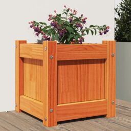 Berkfield Home Garden Planter Wax Brown 31x31x31 cm Solid Wood Pine - Size: 31 x 31 x 31 cm