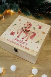 Personalised Memento Company Women's Personalised Unicorn Christmas Eve Box in Light Brown - thumbnail 3