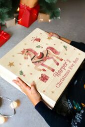 Personalised Memento Company Women's Personalised Unicorn Christmas Eve Box in Light Brown - thumbnail 4