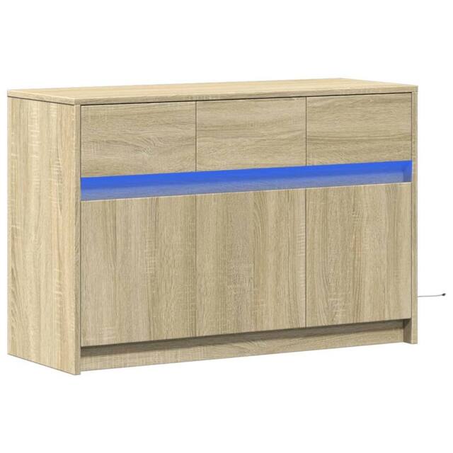 Berkfield Home TV Cabinet with LED Sonoma Oak 91x34x61 cm Engineered Wood in Light Oak - Size: 91 x 34 x 61 cm - image 1