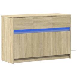 Berkfield Home TV Cabinet with LED Sonoma Oak 91x34x61 cm Engineered Wood in Light Oak - Size: 91 x 34 x 61 cm - thumbnail 1