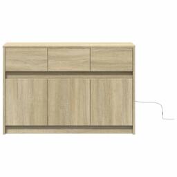 Berkfield Home TV Cabinet with LED Sonoma Oak 91x34x61 cm Engineered Wood in Light Oak - Size: 91 x 34 x 61 cm - thumbnail 6