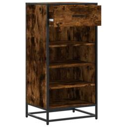 Berkfield Home Shoe Rack Smoked Oak 48x38x97.5 cm Engineered Wood in Brown - thumbnail 5