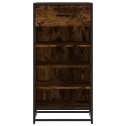 Berkfield Home Shoe Rack Smoked Oak 48x38x97.5 cm Engineered Wood in Brown - thumbnail 4
