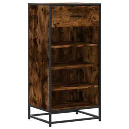 Berkfield Home Shoe Rack Smoked Oak 48x38x97.5 cm Engineered Wood in Brown - thumbnail 3
