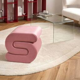 Wyld and Coco Pink S-Shape Pouffe Foam-Filled Footstool - thumbnail 1