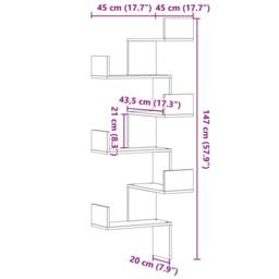 Berkfield Home Wall Corner Shelf Concrete Grey 45x45x147 cm Engineered Wood - Size: 45 x 45 x 147 cm - thumbnail 9