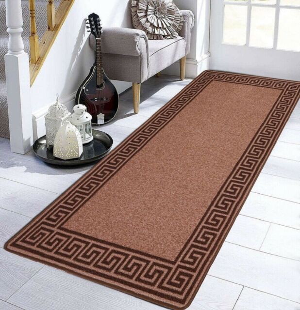 Smart Living Greekey Heavy Duty Machine Washable Hallway Kitchen Non Slip Door Mat in Brown - Size: 40 cm x 60 cm - image 1