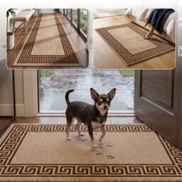 Smart Living Greekey Heavy Duty Machine Washable Hallway Kitchen Non Slip Door Mat in Brown - Size: 40 cm x 60 cm - thumbnail 7