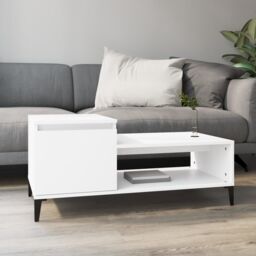 Berkfield Home Coffee Table White 100x50x45 cm Engineered Wood - Size: 100 x 50 x 45 cm - thumbnail 1