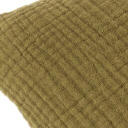 Yard Lark Muslin 100% Cotton Plain Cushion in Khaki - Size: 45 cm x 45 cm - thumbnail 4