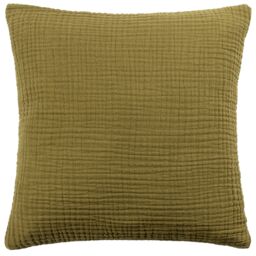 Yard Lark Muslin 100% Cotton Plain Cushion in Khaki - Size: 45 cm x 45 cm - thumbnail 2