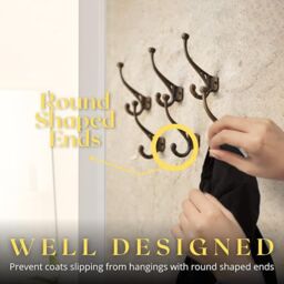 Marco Paul Set of 6 Bronze Wall Mounted Coat Rack & Hooks Hallway Hooks in Black - thumbnail 4
