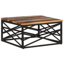 Berkfield Home Table Coffee Table 68x68x35 cm Solid Reclaimed Wood in Brown - Size: 68 x 68 x 35 cm - thumbnail 9