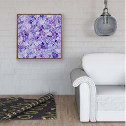 Warren Reed - Designer Purple & White Mosaic Design Framed Canvas in Light Brown - Size: w40 inch x h40 inch - thumbnail 2