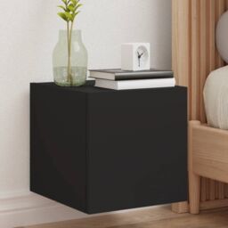 Berkfield Home TV Wall Cabinets with LED Lights 2 pcs Black 30.5x35x30 cm - thumbnail 1