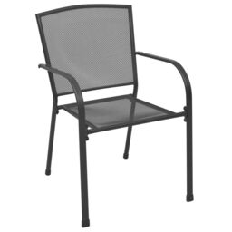 Berkfield Home Stackable Garden Chair Set 5 pcs Anthracite Powder-coated Steel in Black - thumbnail 4