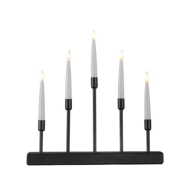 Samuel Alexander 32cm Black Metal Christmas Candlebridge with 5 Warm White LEDs - image 1