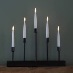 Samuel Alexander 32cm Black Metal Christmas Candlebridge with 5 Warm White LEDs - thumbnail 2