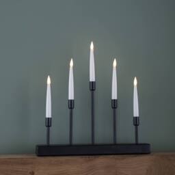 Samuel Alexander 32cm Black Metal Christmas Candlebridge with 5 Warm White LEDs - thumbnail 5