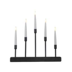 Samuel Alexander 32cm Black Metal Christmas Candlebridge with 5 Warm White LEDs - thumbnail 1