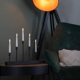 Samuel Alexander 32cm Black Metal Christmas Candlebridge with 5 Warm White LEDs - thumbnail 3