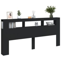Berkfield Home LED Headboard Black 220x18.5x103.5 cm Engineered Wood - thumbnail 5