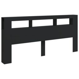 Berkfield Home LED Headboard Black 220x18.5x103.5 cm Engineered Wood - thumbnail 3