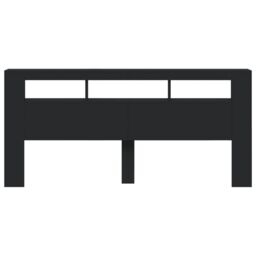 Berkfield Home LED Headboard Black 220x18.5x103.5 cm Engineered Wood - thumbnail 6
