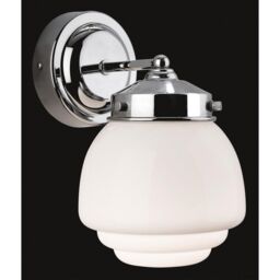 Netlighting Art 1 Light Bathroom Indoor Wall Light Chrome Opal White Glass IP44 E27 in Clear - thumbnail 2