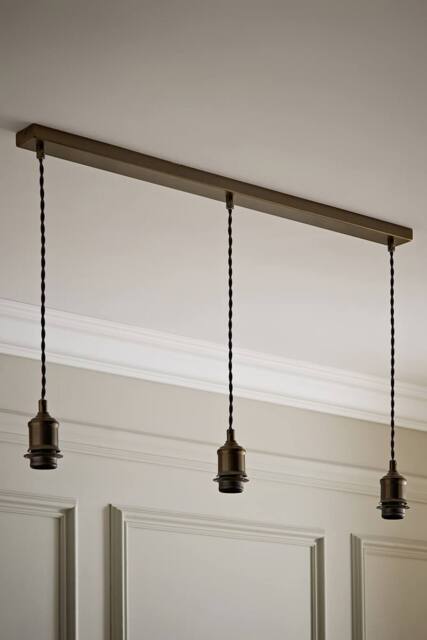 ValueLights Shaw Diner Bar 3 Drop Brass Chrome Gold Black Adjustable Ceiling Light in Bronze - image 1