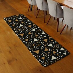Benjamin Tate Design Triangles On Black Runner Rug in Natural - Size: 67 cm x 230 cm - thumbnail 2