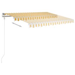 Berkfield Home Manual Retractable Awning 350x250 cm Yellow & White - thumbnail 3