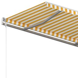 Berkfield Home Manual Retractable Awning 350x250 cm Yellow & White - thumbnail 5