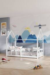H&O Direct Safe Pine Wooden House Bed Frame for Kids in White - thumbnail 6
