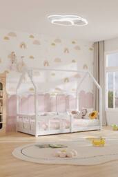 H&O Direct Safe Pine Wooden House Bed Frame for Kids in White - thumbnail 3